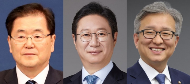 왼쪽부터 정의용 외교부 장관 후보자, 황희 문화체육관광부 장관 후보자, 권칠승 중소벤처기업부 장관 후보.
