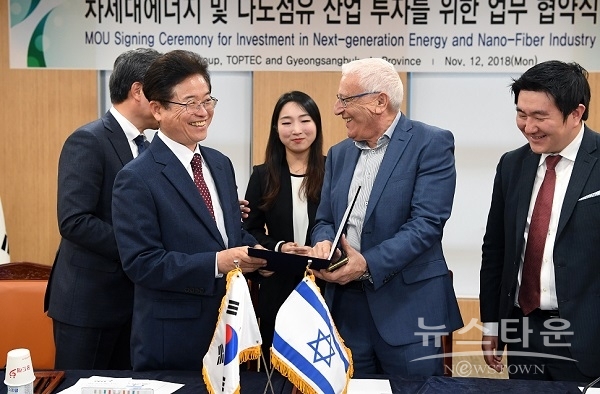 요즈마그룹과 차세대에너지 및 나노섬유산업 투자를 위한 업무협약