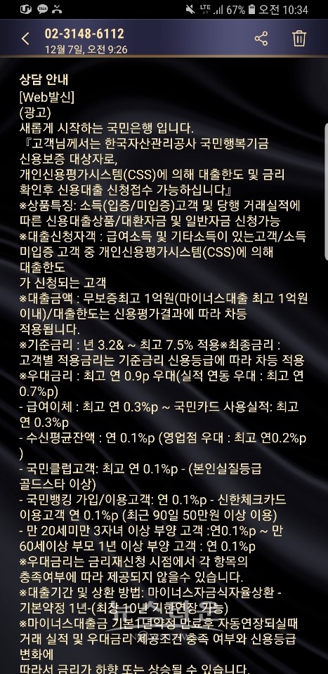 금융사기 문자