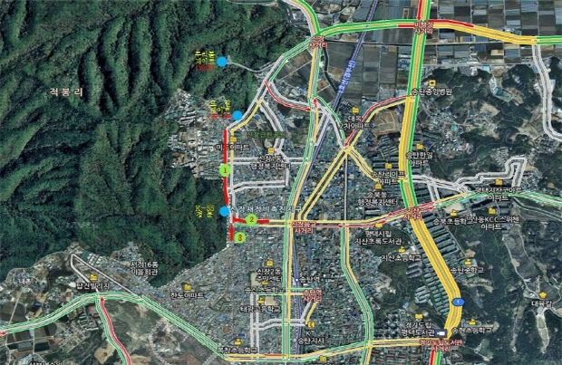 k-55 인근 정체 구간도