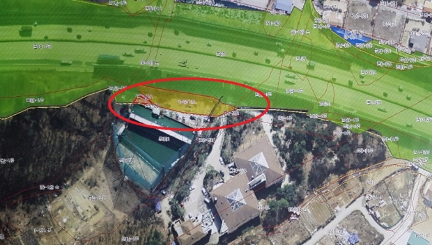 무단점용 면적(빨간색 표시) 상세도