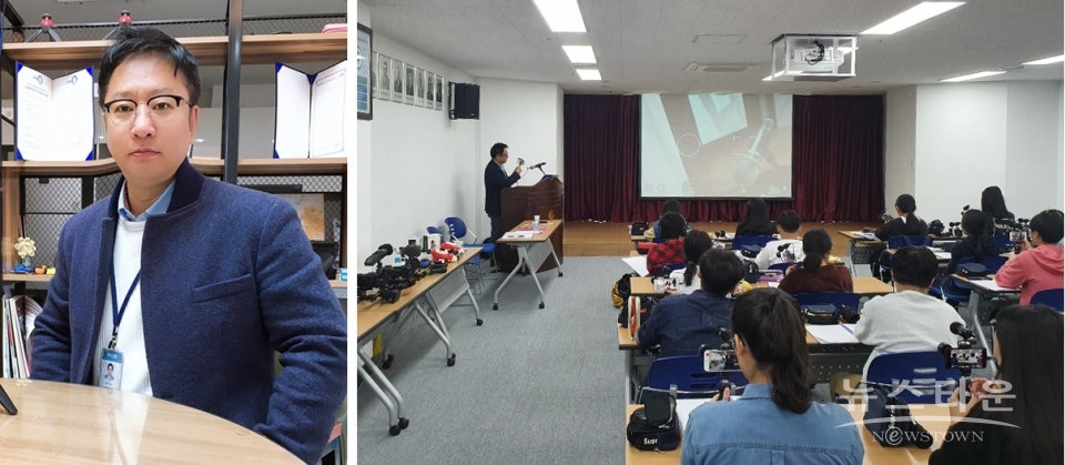 (좌) 제크스 한주성 국장, (우) 제주관광협회 유튜브 크리에이터 교육 현장 사진