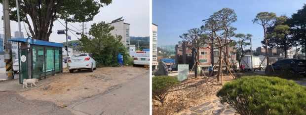 화산동 쌈지공원 조성 전후 모습