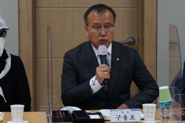 ▲구용호 민주평통 대구남구지역 회장의 인사 말씀 모습이다.