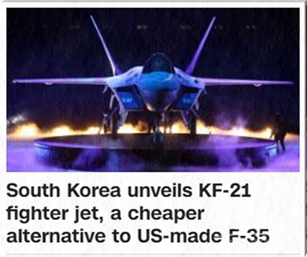 CNN은 KF-21의 가격 경쟁력이 미국이 해외에 첨단 기종으로 판매 중인 F-35전투기보다 좋을 것을 예상되면서, 수출 경쟁력이 상당할 것으로 보인다는 평가를 했다. (사진 : CNN기사 캡처)