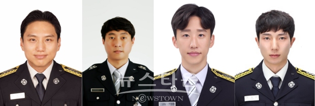 천안서북소방서가 지난 9월 29일 중앙소방학교에서 실시된 ‘2021년 제4회 인명구조사 2급 자격시험’에서 구조대원 4명이 최종 합격했다. 사진) 좌측부터 소방교 김성훈, 소방교 김종호, 소방교 이종희, 소방사 김용준