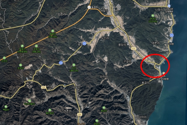 동해안 급수구역 확충사업 실시 위치도