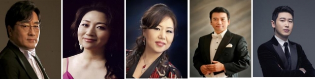 왼쪽부터 장윤성(지휘), 오미선(소프라노), 이아경(알토), 이재욱(테너), 손혜수(베이스)