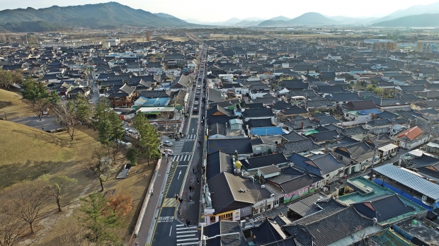 경주 황남동 한옥촌 항공사진