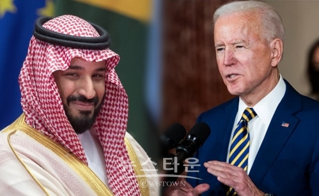 석유 생산에 대한 현재의 교착상태는 미국 정책입안자들에게 양국 관계의 미래 방향을 재고할 기회를 제공한다. / 사진 왼쪽이 모하메드 빈 살만(MBS) 왕세자/ 조 바이든 미국 대통령