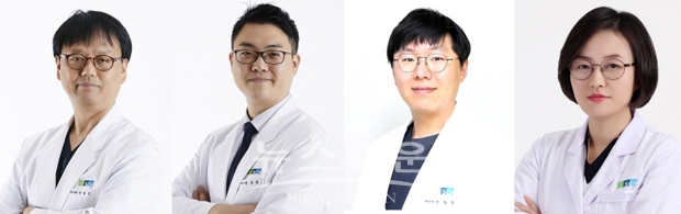 순천향대학교 천안병원이 침방울 전파 위험이 큰 호흡기 감염병 환자의 진료 및 치료에 최적화된 ‘가변형 메디컬 음압챔버’ 개발에 착수했다. 사진) 좌측부터 최성준, 박정완, 정동길, 한수하 교수