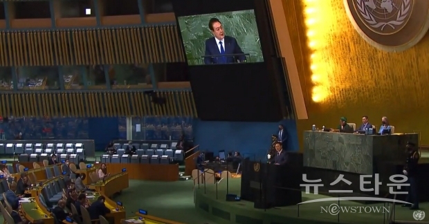 2022년 9월 20일(미 뉴욕 현지시각) 제 77차 유엔총회 일반토론(General Debate)에서 연설하는 윤석열 대통령 / 사진 : 유엔 유튜브 캡처