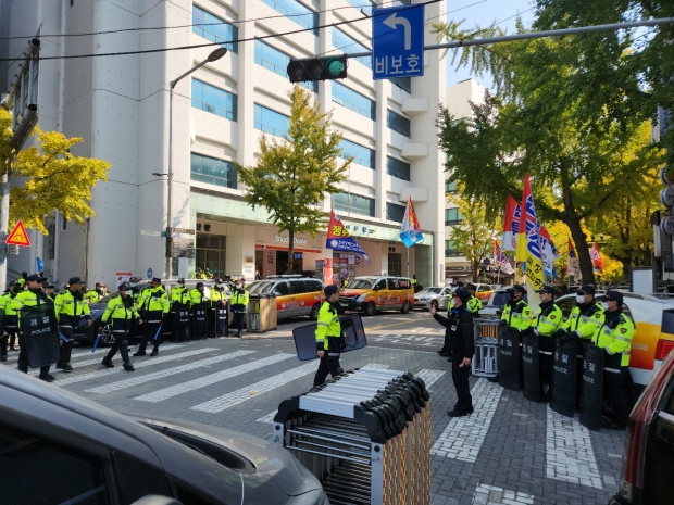 민노총본붕앞 집회현장