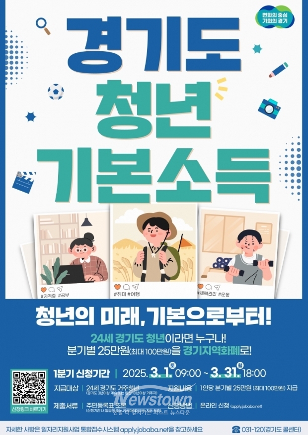 2025년 1분기 경기도 청년기본소득 접수 안내 포스터/의왕시