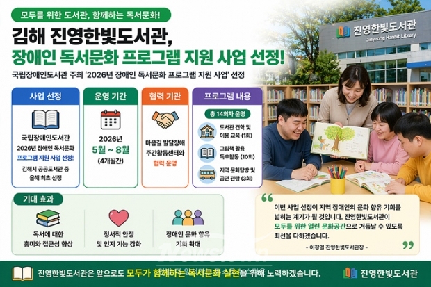 진영한빛도서관, 장애인 독서문화 공모사업 선정(AI이미지)/김국진기자