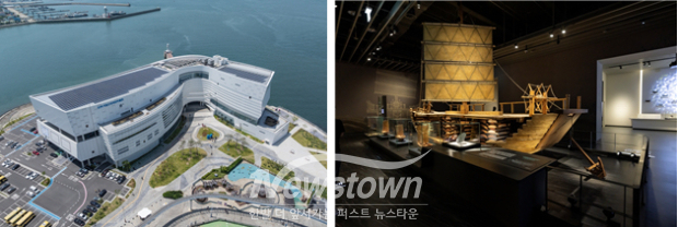 국립인천해양박물관 외부(좌)와 내부(우) / 인천시