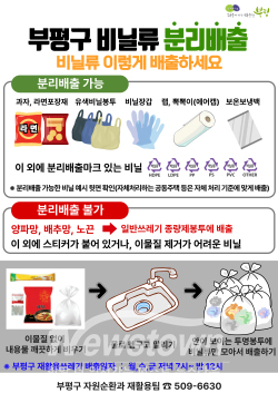 부평구는 수도권 생활폐기물 직매립 종료에 대응하기 위해 추진 중인 '폐비닐 분리배출 전용봉투 배부 사업'의 2분기 일정을 마무리했다. / 부평구
