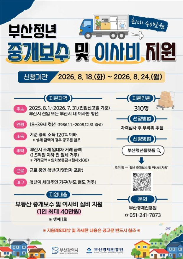 부산청년 중개보수 및 이사비 지원 사업 홍보 포스터 (자료/부산시)