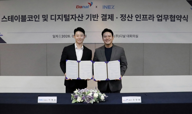 왼쪽부터 인엑스 이재강 대표, 다날 진창용 사업총괄 대표