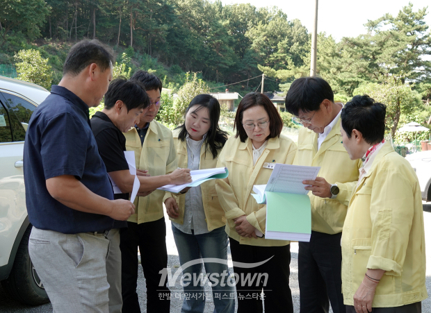 기획행정농업위원회 영인지구 재해복구사업 현장점검(사진 / 아산시의회 제공)